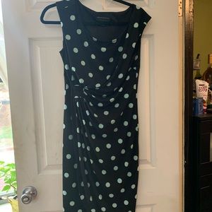 Connected. Black and Aqua polka dot dress. Size 10
